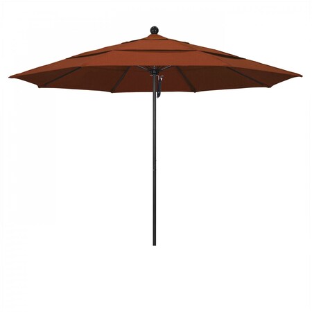 California Umbrella 11' Black Aluminum Market Patio Umbrella, Olefin Terracotta 194061333693
